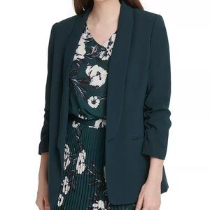 DKNY Ruched-Sleeve Open-Front Blazer size 2 in Forest Green - NEW